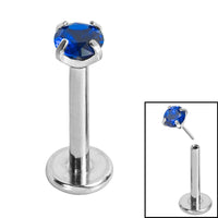 Titanium Threadless Labrets - Titanium (Bend-fit) Claw Set CZ Jewels 1.2mm Gauge - 8-10mm length