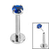 Titanium Threadless Labrets - Titanium (Bend-fit) Claw Set CZ Jewels 1.2mm Gauge - 8-10mm length