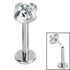 Titanium Threadless Labrets - Titanium (Bend-fit) Claw Set CZ Jewels 1.0mm Gauge - 7-8mm length