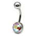 Titanium Single Jewelled Belly Bars 8mm Mirror Polish