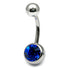 Titanium Single Jewelled Belly Bars 10mm Mirror Polish