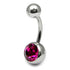 Titanium Single Jewelled Belly Bars 10mm Mirror Polish