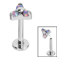 Titanium Threadless Labrets - Titanium (Bend-fit) Claw Set Synth Opal Trinity