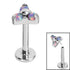 Titanium Threadless Labrets - Titanium (Bend-fit) Claw Set Synth Opal Trinity