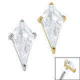 Titanium Claw Set Jewelled Kite Shape for Internal Thread shafts in 1.2mm