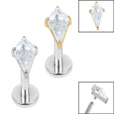 Titanium Internally Threaded Labrets 1.2mm - Titanium Claw Set Jewelled Kite Shape