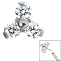 Titanium Threadless (Bend fit) Claw Set CZ Jewelled Trinity