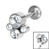 Titanium Internally Threaded Labrets 1.2mm - Infinity Titanium Bezel Set Jewelled Cluster