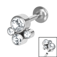 Titanium Internally Threaded Labrets 1.2mm - Infinity Titanium Bezel Set Jewelled Cluster