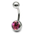 Titanium Single Jewelled Belly Bars 12mm Mirror Polish