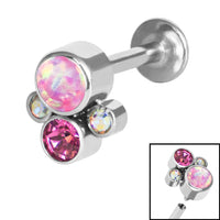 Titanium Internally Threaded Labrets 1.2mm - Infinity Titanium Bezel Set Opal and Jewel Cluster