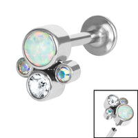 Titanium Internally Threaded Labrets 1.2mm - Infinity Titanium Bezel Set Opal and Jewel Cluster