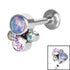 Titanium Internally Threaded Labrets 1.2mm - Infinity Titanium Bezel Set Opal and Jewel Cluster
