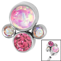 Titanium (Infinity) Bezel Set Opal and Jewel Cluster for Internal Thread shafts in 1.2mm