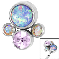 Titanium (Infinity) Bezel Set Opal and Jewel Cluster for Internal Thread shafts in 1.2mm