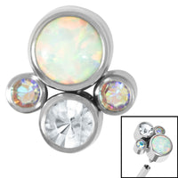 Titanium (Infinity) Bezel Set Opal and Jewel Cluster for Internal Thread shafts in 1.2mm