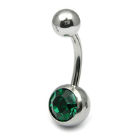 Titanium Single Jewelled Belly Bars 12mm Mirror Polish