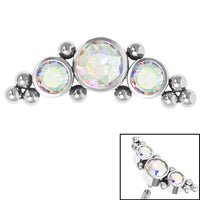 Titanium (Infinity) Bezel Set 3 Jewel Tribal Asia Crescent for Internal Thread shafts in 1.2mm