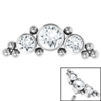 Titanium (Infinity) Bezel Set 3 Jewel Tribal Asia Crescent for Internal Thread shafts in 1.2mm