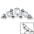 Titanium (Infinity) Bezel Set 3 Jewel Tribal Asia Crescent for Internal Thread shafts in 1.2mm