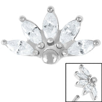 Steel Claw Set CZ Sunrise Marquise Fan for Internal Thread shafts in 1.2mm