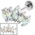 Titanium Internally Threaded Labrets 1.2mm - Steel 5 Jewel Marquise Fan