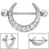 Steel Jewelled Crescent Moon Nipple Shield with Steel Bar