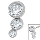 Titanium (Infinity) Bezel Set Triple Jewel Curve for Internal Thread Shafts in 1.2mm