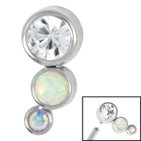 Titanium (Infinity) Bezel Set Triple Opal and Jewel Curve for Internal Thread shafts in 1.2mm