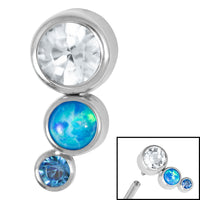 Titanium (Infinity) Bezel Set Triple Opal and Jewel Curve for Internal Thread shafts in 1.2mm