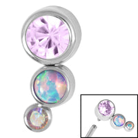 Titanium (Infinity) Bezel Set Triple Opal and Jewel Curve for Internal Thread shafts in 1.2mm