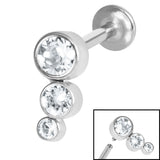 Titanium Internally Threaded Labrets 1.2mm - Infinity Titanium Bezel Set Jewelled Triple Curve