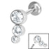 Titanium Internally Threaded Labrets 1.2mm - Infinity Titanium Bezel Set Jewelled Triple Curve