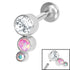 Titanium Internally Threaded Labrets 1.2mm - Infinity Titanium Bezel Set Triple Opal and Jewel Curve
