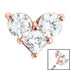 Steel Claw Set CZ Trio Jewelled Heart for Internal Thread shafts in 1.2mm