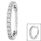 Steel 1.7mm Pave Set Jewelled Edge Hinged Clicker Ring