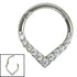 Steel Pave Set Jewelled V-Shape Hinged Clicker Ring