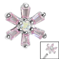 Steel Claw Set CZ Lily Flower for Internal Thread shafts in 1.2mm