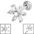 Titanium Internally Threaded Labrets 1.2mm - Steel Claw Set CZ Lily Flower