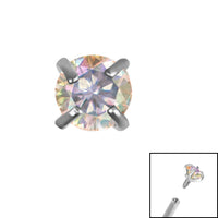Titanium Claw Set Round CZ Jewel for Internal Thread shafts in 1.2mm