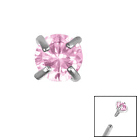 Titanium Claw Set Round CZ Jewel for Internal Thread shafts in 1.2mm