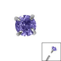 Titanium Claw Set Round CZ Jewel for Internal Thread shafts in 1.2mm