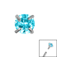 Titanium Claw Set Round CZ Jewel for Internal Thread shafts in 1.2mm