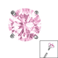 Titanium Claw Set Round CZ Jewel for Internal Thread shafts in 1.2mm