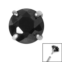 Titanium Claw Set Round CZ Jewel for Internal Thread shafts in 1.2mm