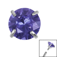 Titanium Claw Set Round CZ Jewel for Internal Thread shafts in 1.2mm
