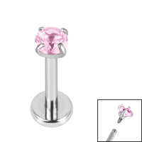Titanium Internally Threaded Labrets 1.2mm - 2.5mm Titanium Claw Set Round CZ Jewel