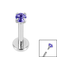 Titanium Internally Threaded Labrets 1.2mm - 2.5mm Titanium Claw Set Round CZ Jewel