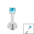 Titanium Internally Threaded Labrets 1.2mm - 2.5mm Titanium Claw Set Round CZ Jewel