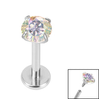 Titanium Internally Threaded Labrets 1.2mm - 4mm Titanium Claw Set Round CZ Jewel